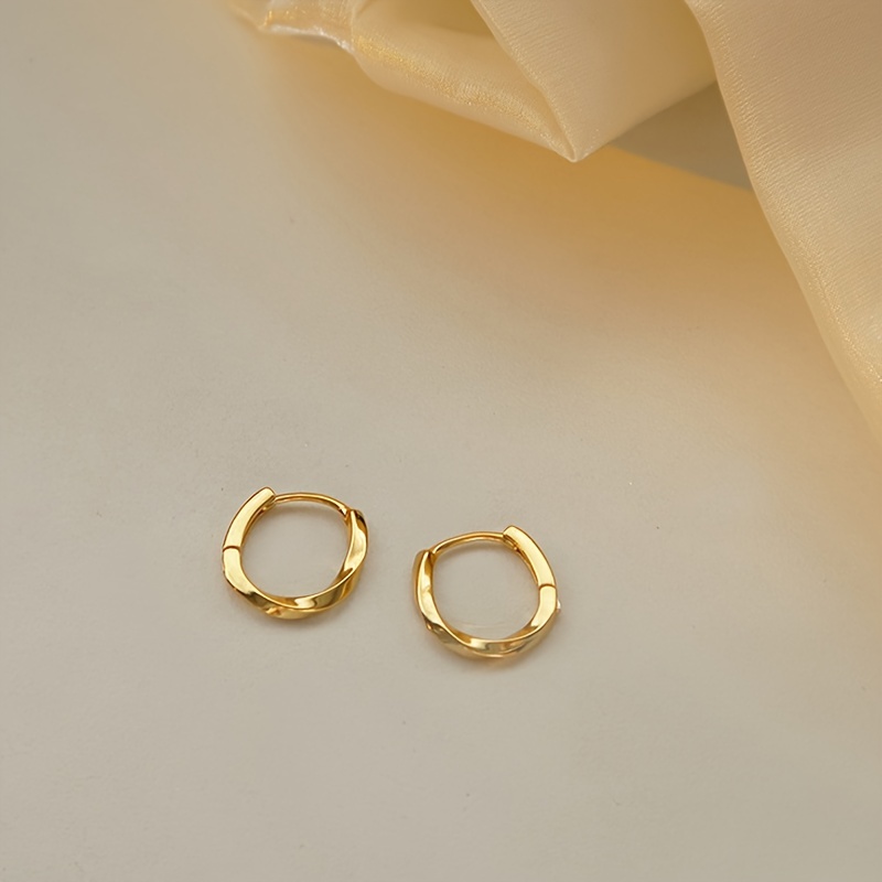 Sterling Silver Square Hoop Earrings & Rose Golden Earrings